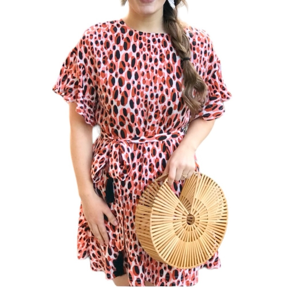 Marie Oliver Carson Dress Shift Washable Silk Leopard Animal Print Small